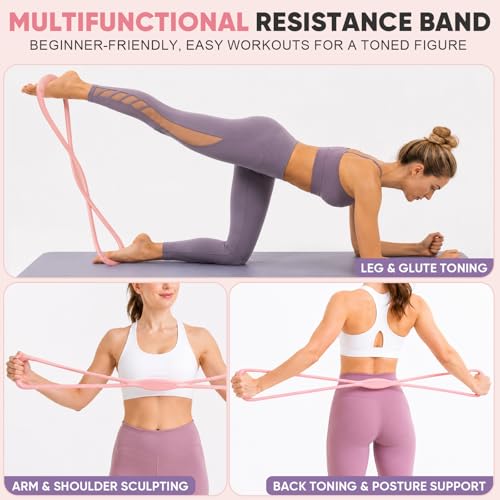 Figure 8 Resistance Bands for Women & Men, Exercise Bands for Arms, Shoulder, Leg & Back Stretching, Non-Slip Handles, Home Gym, Yoga & Physical Therapy - Toning, Posture Correction