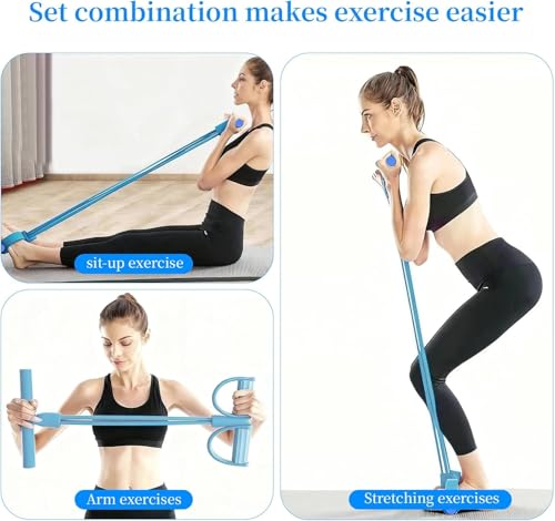 2 PCS Multi Functional Pedal Resistance Band, 8 Tube Resistance Band with Handles for Full Body Workout, Portable Pedal Resistance Band with Handles for Home Gym Equipment (Blue+Purple)