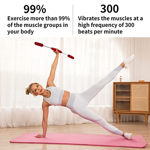 Fitness Bar, Elastic Resistance Exercise Bar for Strength Training - color: Red