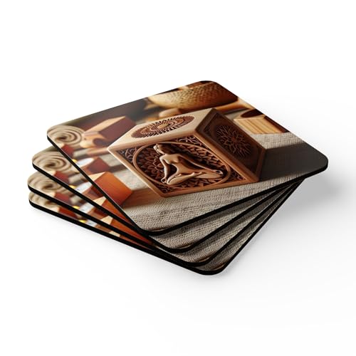 Wooden Yoga Blocks Coasters – Set of 4 Premium Fitness Accessory for Eco Yoga Brands