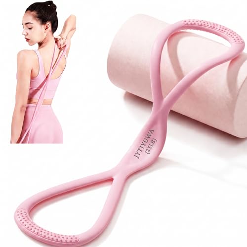 Resistance Bands with Handles,Figure 8 Resistance Band Elastic Fitness Bands Exercise Band for Home Yoga Gym Workout - color: Pink-25LB