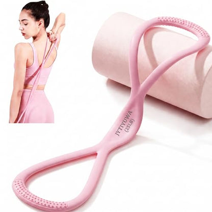 Resistance Bands with Handles,Figure 8 Resistance Band Elastic Fitness Bands Exercise Band for Home Yoga Gym Workout - color: Pink-25LB