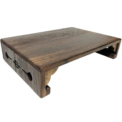 Wooden Step Stool for High Beds, Multi-Use Low Wood Platform and Low Table, Non-Slip Step Stool and Foot Stool for Kitchen, Bathroom and Home Office, 19.6''×12.6''×4.3''