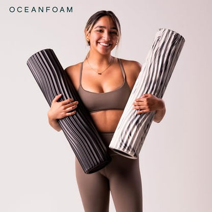 Tsunami Roller (Black) - Extra-Large, 26" x 5.9" - Soft, Textured Foam Roller for Physical Therapy, Back Pain, Exercise & Stretching - Wave Textured - Yoga, Athletics, & Wellness