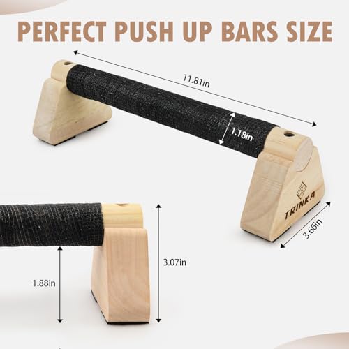 Wooden Parallettes Push Up Bars, 2 PCS Wood Calisthenics Bars with Non-Slip Base, Pushup Handles for Floor Home Fitness, Workout Equipment for Men and Women Strength Training - size: 30cm