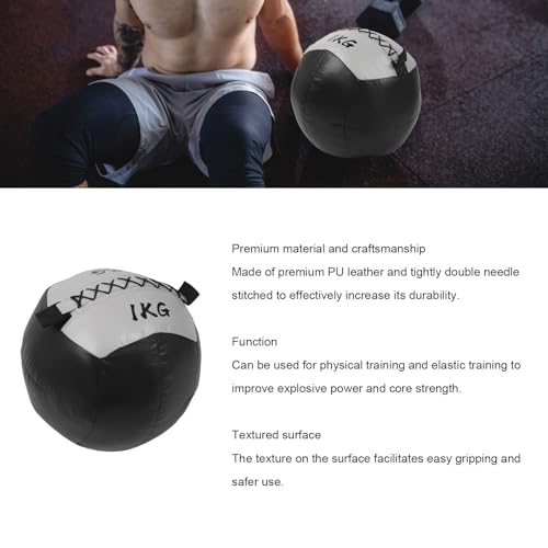 Soft Balls, Weighted Wall Ball 2.2lb 1KG PU Leather Fitness Weight Ball for Strength Stretch Training
