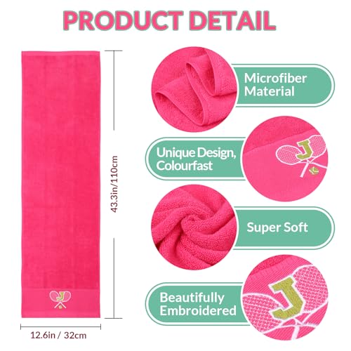 Tennis Towel,Tennis Gift for Men, Women,Lovers,13”x 43” Cotton Embroidered Tennis Towels (Pink, Initial-P) - color: Pink, size: Initial-P