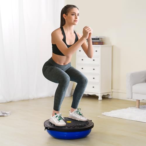 VEVOR Half Exercise Ball Trainer, 23/26 inch Balance Ball Trainer, 1500lbs Capacity Stability Ball, Yoga Ball with Resistance Bands & Foot Pump, Strength Fitness Ball for Home Gym Full Body Workout