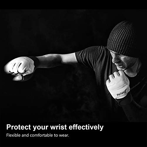Punch Bag Boxing Martial Arts MMA Sparring Grappling Muay Thai Taekwondo Training PU Leather Wrist Wraps Gloves - color: White, size: X-Small