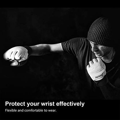 Punch Bag Boxing Martial Arts MMA Sparring Grappling Muay Thai Taekwondo Training PU Leather Wrist Wraps Gloves - color: White, size: X-Small