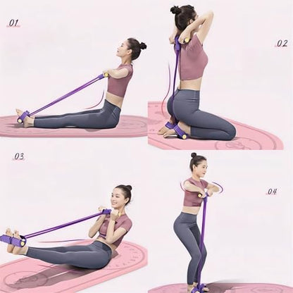 21 Fitness Resistance Bands-4 Tube Pedal Ankle Puller - 2023 New Sit up Leg Stretch Rope Exercise Bands with Handles, Stretching Workout Fitness Bands for Arm Weights Exercise Equipment - color: Blue