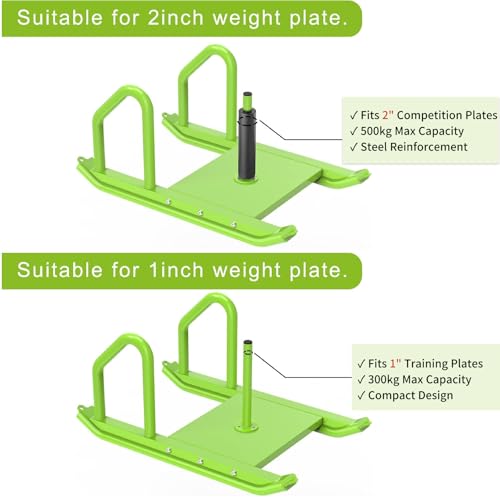 Kipika Weight Sled, Workout Sled, Fitness Strength Training Sled, Speed Training Sled for Athletic Exercise, Speed Improvement, Easily Through Obstacles, Suitable for 1" & 2" Weight Plate - color: C- Green