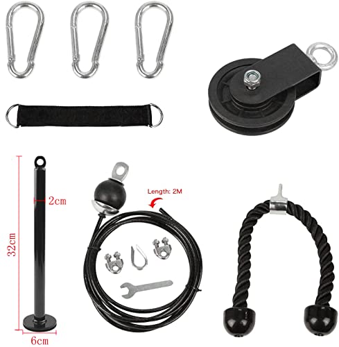 LFJ LAT Pull Down and Lift Weight Pulley System Cable Machine Pulley Attachment for Triceps Pull Down, Biceps Curl, Back, Forearm, Shoulder Home Gym Equipment - style: Triceps Rope Set