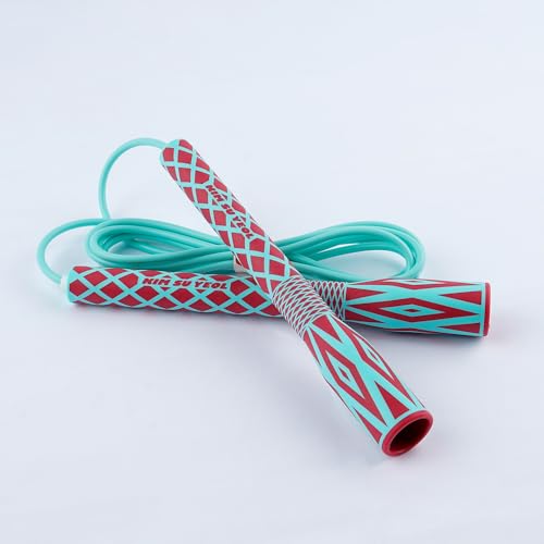 Skipping Jump Rope for Fitness Workout - Light Weight, Adjustable, Tangle Free, Excellent line control for Cardio Boxing, CrossFit, Training Exercise All Ages and Gender ( Special Luxury, KA-220, Made in Korea) - color: Luxury Dia Red