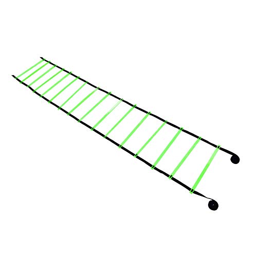 Agility Ladder Speed Ladder Training, 16 Rung Adjustable Flat Plastic Rungs with Durable Nylon Straps for Football Rugby Tennis Baseball Sports - color: Green