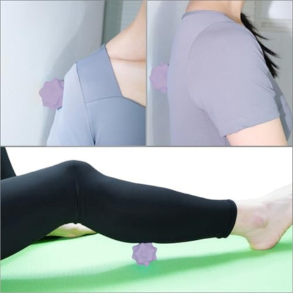 Small Spiky Massage Ball Trigger Point Massage Tool. Solid Bumpy Massager Balls for Deep Tissue Myofascial Release Hand Foot Plantar Fasciitis Pain Relief Knots Acupoint Yoga Fitness 2.2×2.1″(Purple) - color: Purple