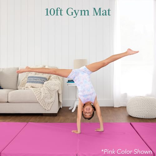 Best Choice Products 10ftx4ftx2in Folding Gym Mat 4-Panel Exercise Gymnastics Aerobics Workout Fitness Floor Mats w/Carrying Handles - color: Smoky Quartz w/Beam