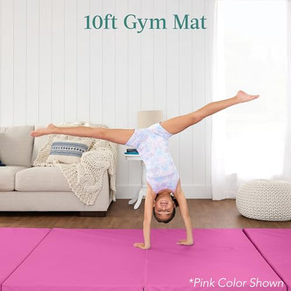 Best Choice Products 10ftx4ftx2in Folding Gym Mat 4-Panel Exercise Gymnastics Aerobics Workout Fitness Floor Mats w/Carrying Handles - color: Smoky Quartz w/Beam