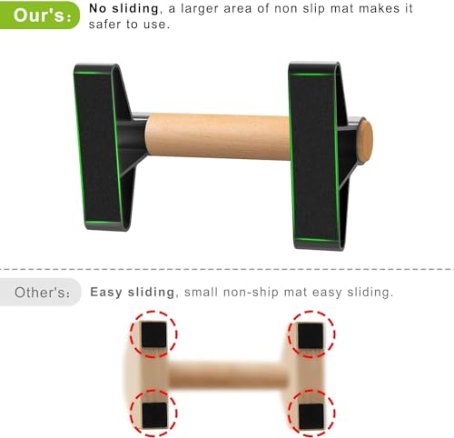 SELEWARE Wood Push Up Bars Steel Calisthenic Parallette Bars Handstand Bars - color: A: Wood Grip (10"L x 4"H)
