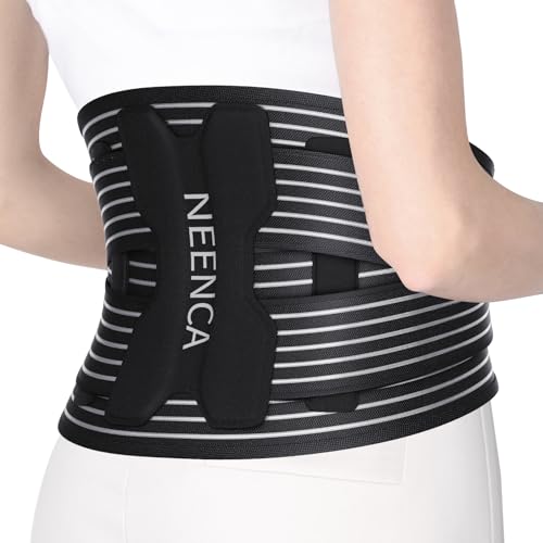 NEENCA Back Brace for Lower Back Pain Relief - Ergonomic Lumbar Support with Removable Steel Stays, Breathable Back Support Brace for Posture Correction, Sciatica, Herniated Disc, Scoliosis, Office Work, Lifting, Exercise (Black, Small) - color: Black, si