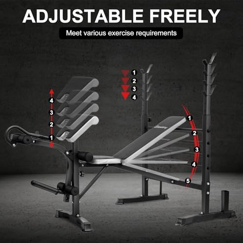 Olympic adjustable Weight Bench Set, Workout Equipment for Home Workouts, Bench Press with Preacher Curl, Leg Developer, Home Gym Full Body Workout