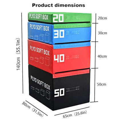 4-in-1 Foam Jumping Exercise Box Workout For Conditioning,Strength Training Non Slip PVC Leather - size: 80x65x50cm (31.5x25.6x19.7in)