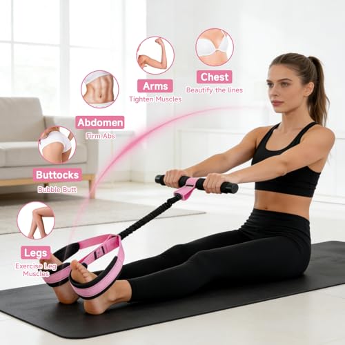 Upgraded Pedal Resistance Band with Handles, Upgraded Latex Exercise Band with Soft Non-Slip Foot Pedals, Full-Body Workout Equipment for Home Gym, Core Training, Pilates, Yoga