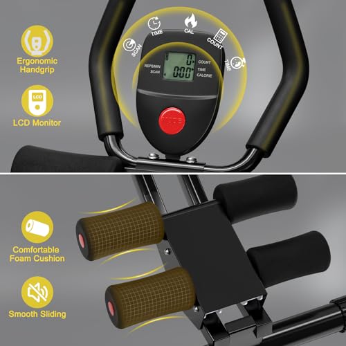 Ab Workout Equipment, Ab Machine for Women, Adjustable Core Abdominal Exercise Fitness Equipment, Foldable Waist Trainer Ab Crunch Home Gym Systems for Beginners - style: Black Single-Track