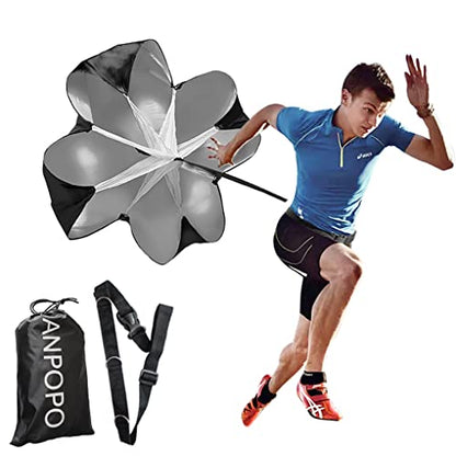 Bfsmile Running Speed Training 56" Parachute with Adjustable Strap, Free Carry Bag. Speed Chute Resistance Running Parachute for Kids Youth and Adults