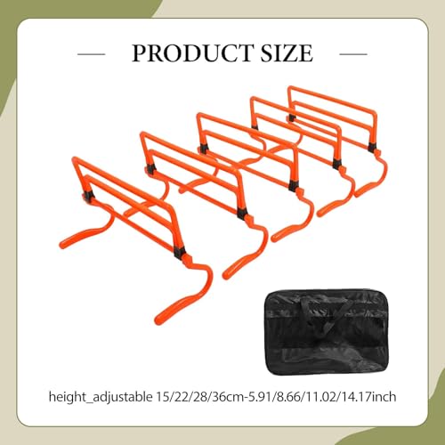 5 Pieces Agility Hurdles Field Training Speed Training Hurdles Fitness Workout Equipment Obstacle Rack Adjustable Height Foldable PVC Suitable for, Orange