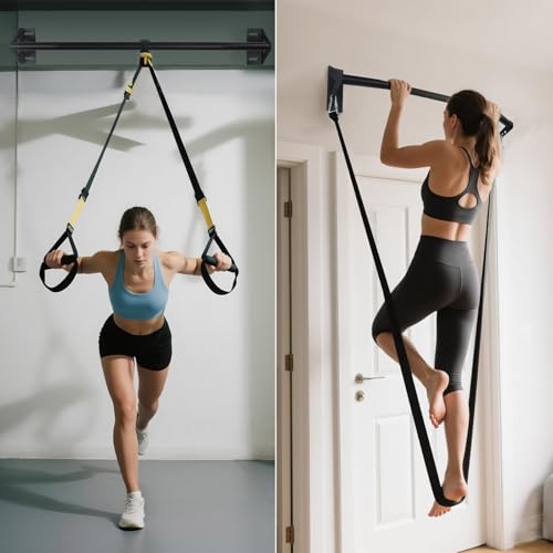 Wall Mounted Pull Up Bar Doorway, Heavy Duty Strength Training Pull-Up & Chin Up Bars for Doorframe, Support Beam or Joist Mount Thick Metal Sturdy Construction Support 500 lbs
