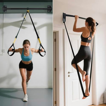 Wall Mounted Pull Up Bar Doorway, Heavy Duty Strength Training Pull-Up & Chin Up Bars for Doorframe, Support Beam or Joist Mount Thick Metal Sturdy Construction Support 500 lbs