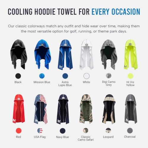 MISSION Cooling Hoodie Towel, Evaporative Cool Technology, Cools Instantly When Wet, UPF 50 Sun Protection, Contours Your Head to Stay in Place, Great for Sports, Fitness, Gym - color: Navy Blue
