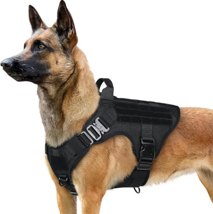 rabbitgoo Tactical Dog Harness for Large, Heavy Duty Military No Pull Vest - color: Black, size: Large