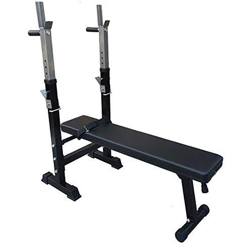 Foldable Home Gym Fitness Bench Press Rack Sturdy Dip Stand Barbell Rack Adjustable Height Weight Bench Weightlifting Stand for Strength Training