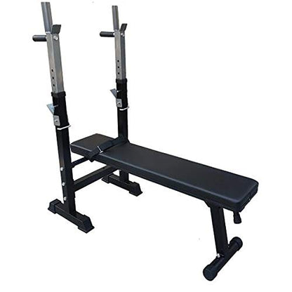 Foldable Home Gym Fitness Bench Press Rack Sturdy Durable Dip Stand Barbell Rack Adjustable Height Weight Bench Weightlifting Stand for Strength Training