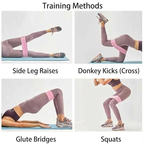 5-Pack TPE Resistance Loop Bands for Glute and Leg Workout with Gradient Colors - color: Green Pink Purple (with mesh bag and manual)