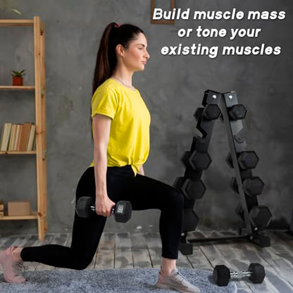 Ritfit 5-650 LBS PVC Encased Hex Dumbbell Sets with Optional Rack for Home Gym, Hand weight with Chrome Handle for Strength Training,Workouts - style: (5+10+15+20+25) 150LBS SET
