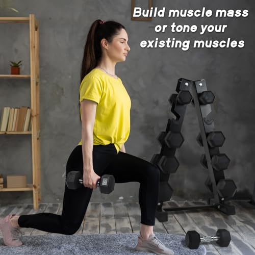 Ritfit 5-650 LBS PVC Encased Hex Dumbbell Sets with Optional Rack for Home Gym, Hand weight with Chrome Handle for Strength Training,Workouts - style: (5+10+15+20+25+35)210LBS SET