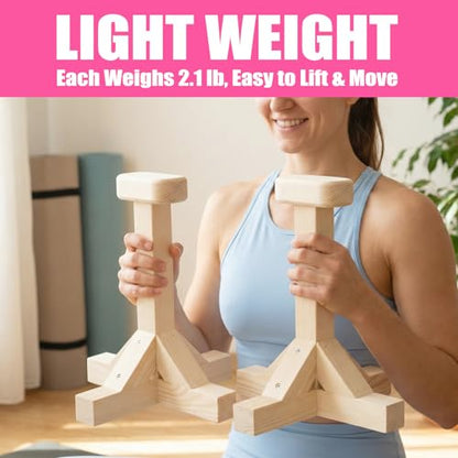 SAMTROY Handstand Canes for Balance Training, Stable Wooden Handstand Blocks with Non-Slip Base & Moisture-Absorbent Grip, Portable Bodyweight Training Equipment for Home Gym & Strength Practice