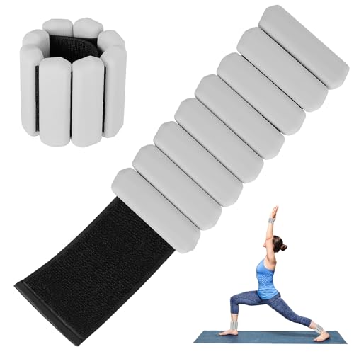 Wrist Weights Set of 2, Wearable Arm & Leg Weights for Women & Men, Adjustable Wrist Ankle Weights for Walking, Yoga, Swimming, Gym, 2lb - color: Grey