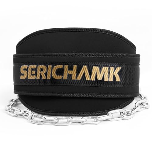 Weighted Dip Belt for Weight Lifting - 46" Pull Up Belt With Chain & Loading Straps