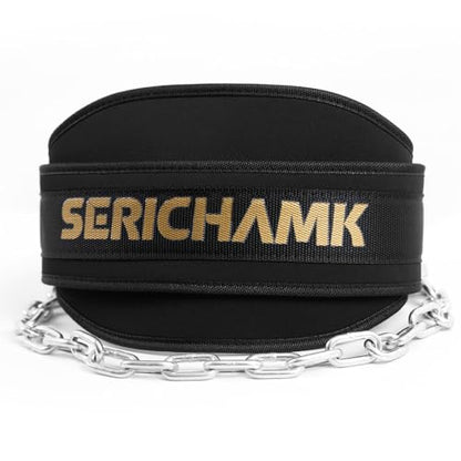 Weighted Dip Belt for Weight Lifting - 46" Pull Up Belt With Chain & Loading Straps
