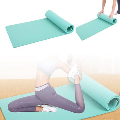 5mm Thick Anti-Tear High Density Non Slip Exercise Mat with Carrying Strap - Hot Yoga Mat for Fitness, Home, Gym, Workouts, Stretching, Pilates - color: Cyan
