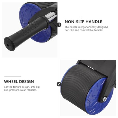 Abaodam Automatic Rebound Abdominal Wheel with Anti-skid Dual Wheels and Knee Pad Pressure-resistant Core Training Roller for Home Gym Fitness Suitable for Men Beginners to Pros