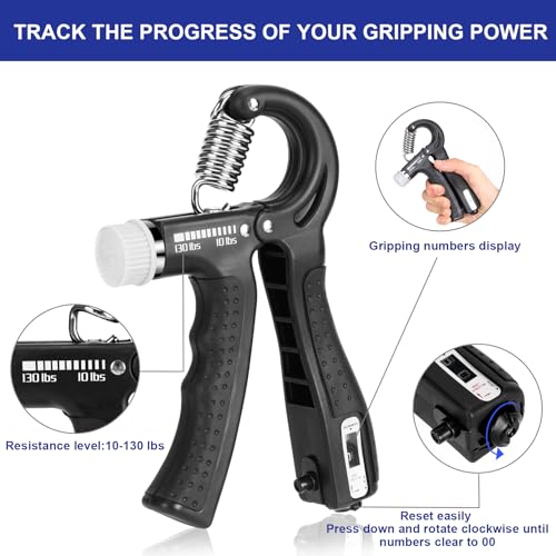 Hand Grip Strengthener [2 Pack] | Adjustable Resistance 10-130lb | Forearm Hand Exerciser for Athletes, Musicians, Rock Climbing & Rehabilitation | Premium Grip Strength Trainer