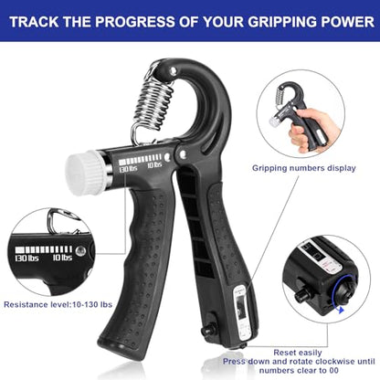 Hand Grip Strengthener [2 Pack] | Adjustable Resistance 10-130lb | Forearm Hand Exerciser for Athletes, Musicians, Rock Climbing & Rehabilitation | Premium Grip Strength Trainer
