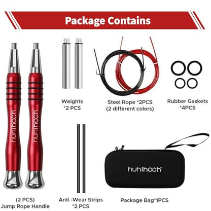 Speed Weighted Jump Rope with Secure Lock Mechanism, 360° Smooth Swivel, Non-Slip Matte Textured Handles, Features 2 Performance Cords for Effective Fitness Workouts