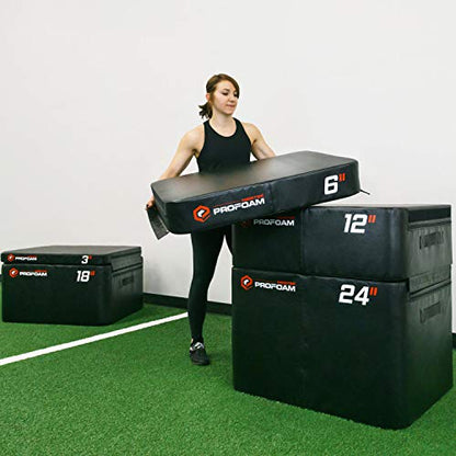 Meister PROFOAM Plyo Boxes - Foam Plyometric Jump Boxes for Pro Gyms - style: Single 3" Height Box - Black