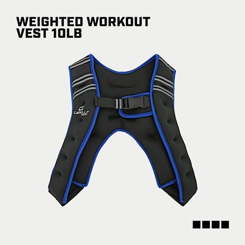 Capelli Sport Running Weighted Vest, Neoprene Adjustable Weighted Vest for Men and Women, Blue/Black, 10 lbs